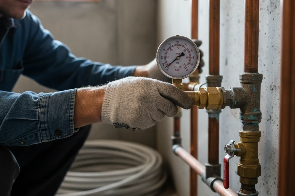 Pressure testing a repaired line during Water Line Repair in Green Pond